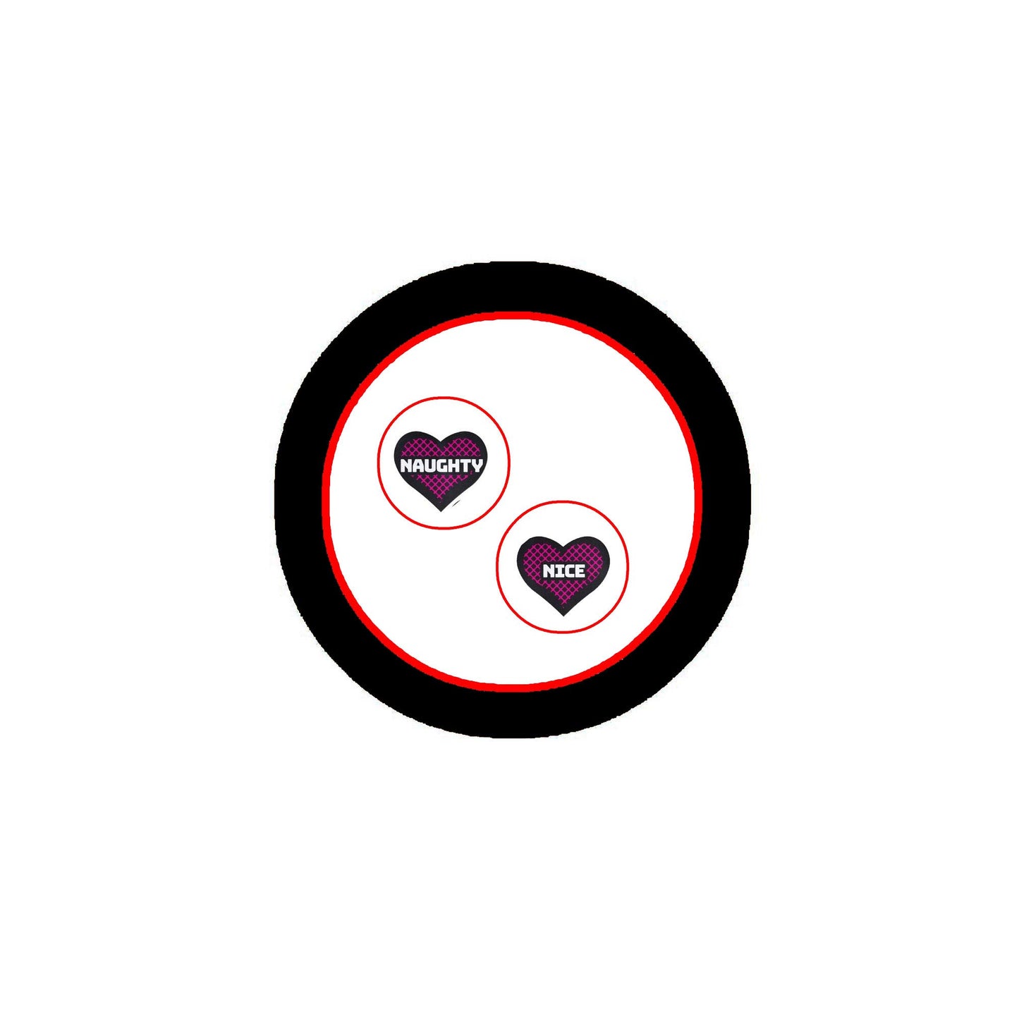 2 Pcs Naughty Nice Kinky Sexy Valentines Christmas Style 2.25" Pinback for Jackets, Backpacks, etc.