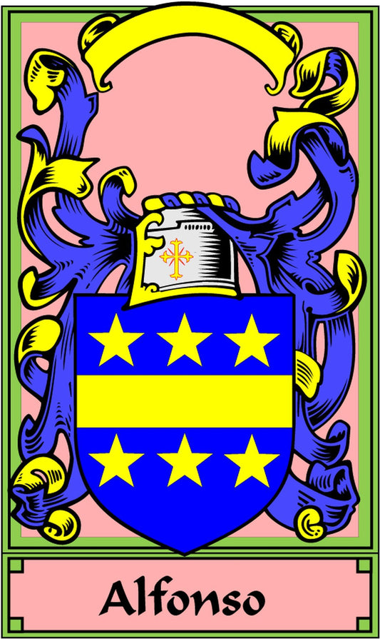 Alfonso Family Crest 3" Coat of Arms Fridge Round Magnet