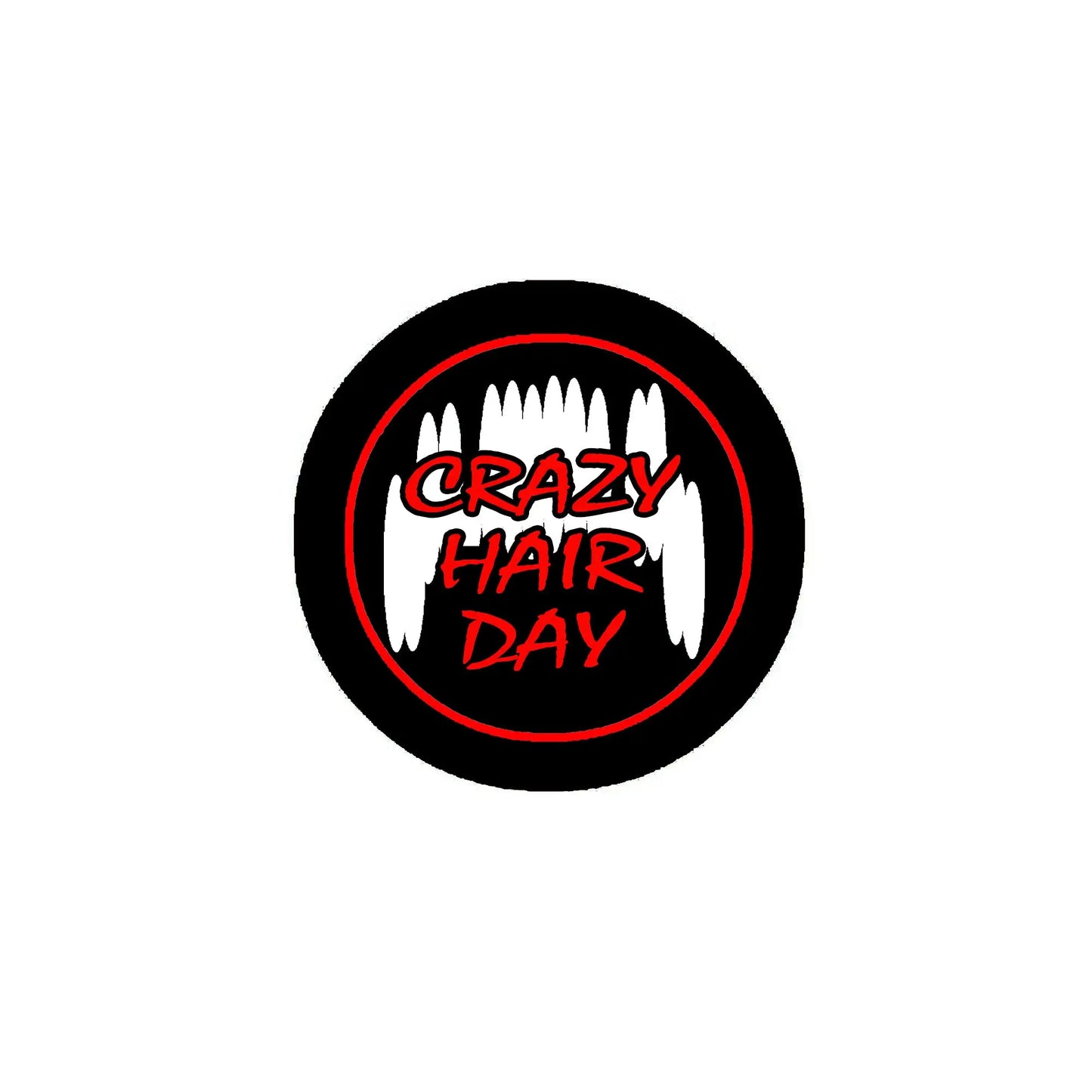 Crazy Hair Day 2.25-inch round black hair product container with CRAZY HAIR DAY logo