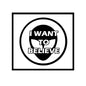 Black pinback button with circular border and 'I WANT TO BELIEVE' graphic