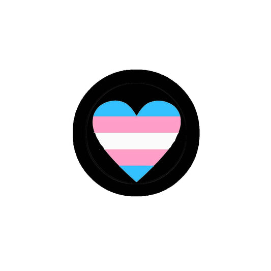 Transgender Flag Heart Badge 2.25" Pinback or Jackets, Backpacks, etc.