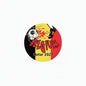 Belgium soccer pinback button with lion crest and Qatar 2022 graphic, 2.25-inch