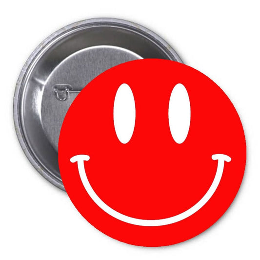 Retro Smiley Face Red 1.25-inch Pinback Button Pin Costume Accessory Default Title