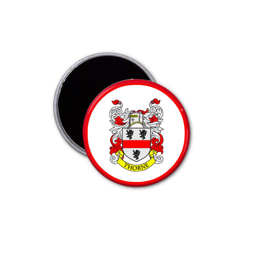 Thorne Family Crest 3" Coat of Arms Round Pinback Badge Brooch Pin Back