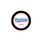 2016 Bernie pinback button with black rim, blue Bernie text and red 2016 on white