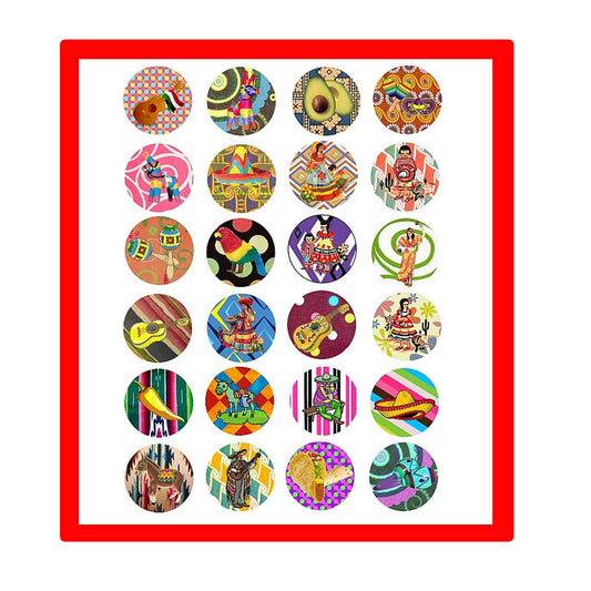 24 Pcs 5 de Mayo Mexican Party 1.25" Pinback Button Pin Favors