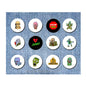 Set of 12 round zombie Halloween pinback buttons with assorted monster character faces