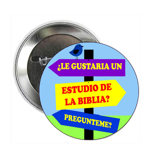100 Pcs Spanish Español Le gustaria un estudio de la Biblia JW.org pins and Bible Study Buttons