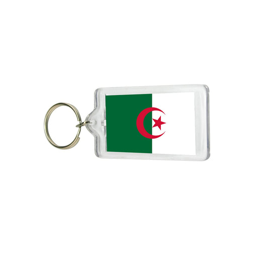 Algeria Flag Lucite Acrylic Keychain 2" x 1"