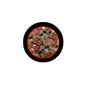 Round gingerbread men candy pinback button with black rim and gingerbread figures
