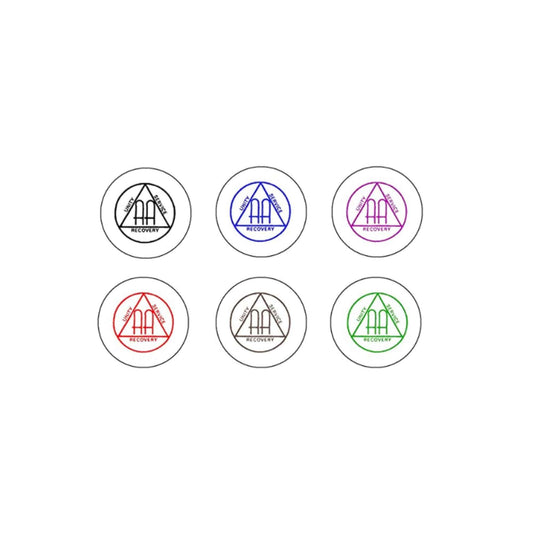 Alcoholics Anonymous AA 6 Piece 1.25" Pinback Badges for Jackets, Backpacks - What is Your Mood Today?