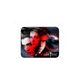 Rectangular mousepad with red portrait, dark background, and circular eclipse graphic
