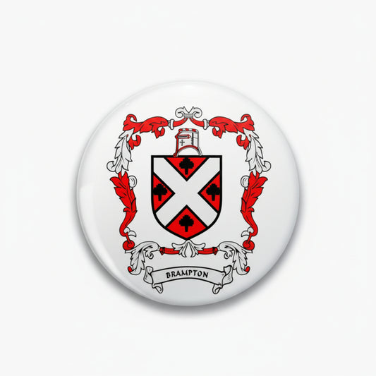 Brampton Family Crest Coat Arms Pinback 3-inch Default Title
