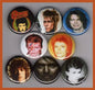 Set of 8 round 1.25-inch Bowie portrait magnets, colorful face designs