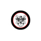 Round family crest pinback button with black rim, red trim, and Edwards shield