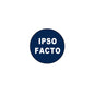Ipso Facto pinback button pin brooch, round dark blue with white IPSO FACTO text