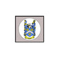 3-inch square magnet with circular Ashby family crest in blue and gold