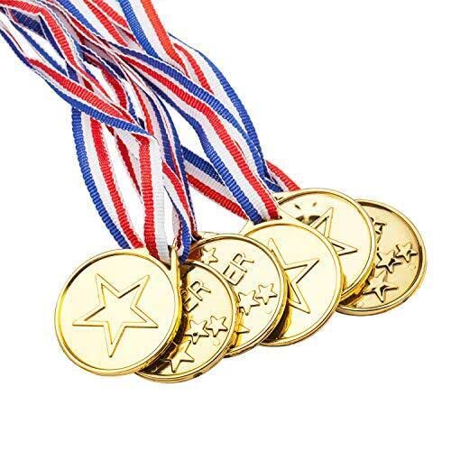 100 Packs Children's Gold Plastic Winner Medals for Kids Golden Awards