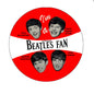 2.25-inch pinback button badge, red circular Beatles Fan with four member faces