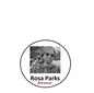 Round Rosa Parks pinback brooch with portrait and 'forever' text