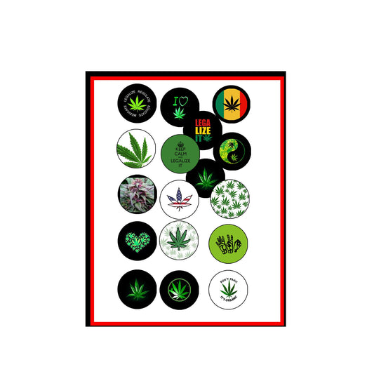 Don't Panic, It's Organic Marijuana Set 420 Pot Style 12 Pcs Pinback 1.25" for Jackets, Backpacks, etc.