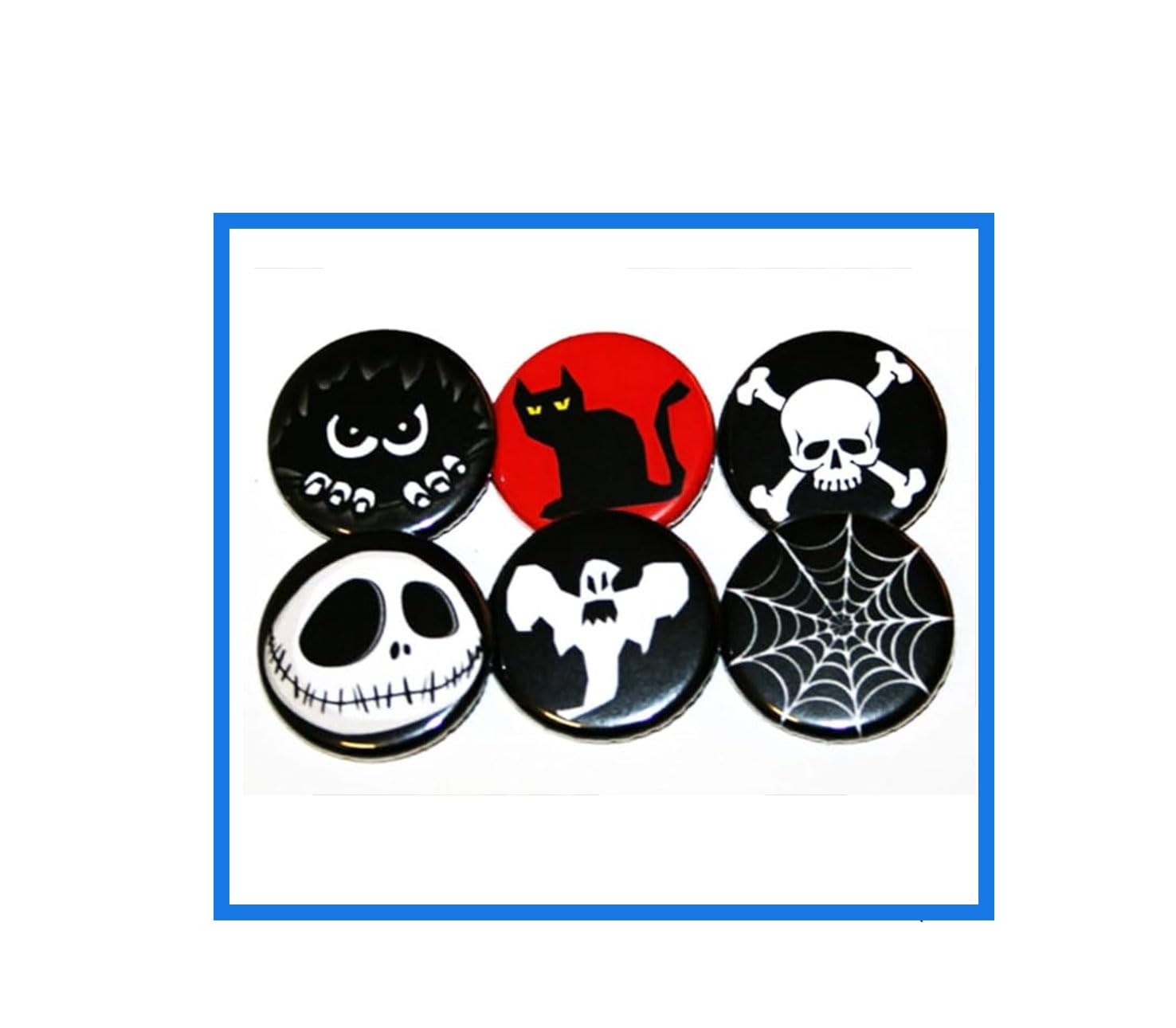 Halloween Skulls Cat Ghost Spooky 6 Pcs Set 1.25-inch Pinback Button Default Title