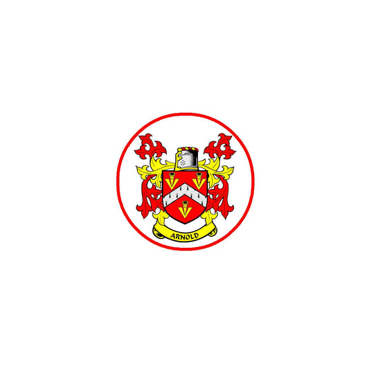 Arnold Family Crest 3" Coat of Arms Fridge Round Magnet