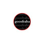 Round 2.25-inch pinback button with red rim and black center, goosfraba text