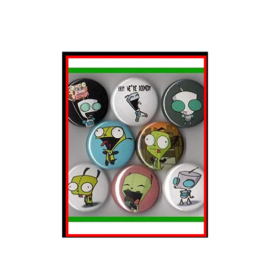 8 Pcs Intruder Alien Pinback Button Pin Pinback Brooch for Jackets, Backpacks, Hats 2.25" Invaders