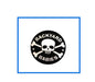 Round skull and crossbones drive pin badge, black with Backyard Babies lettering and stars.