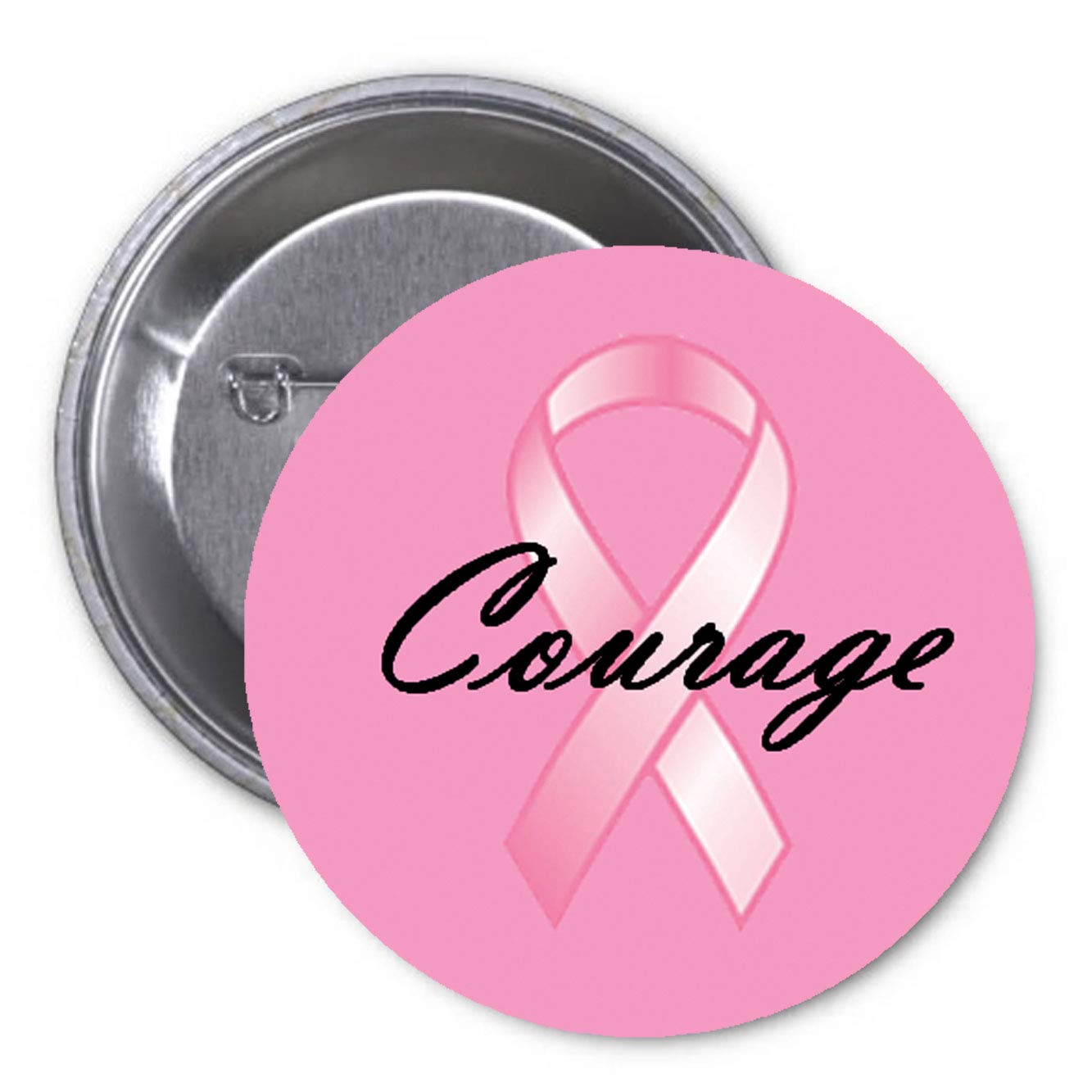 Courage Cancer Awareness Ribbon Pinback Badge 2.25-inch Default Title