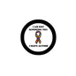 2.25-inch round pinback badge with black border, autism ribbon graphic, white center
