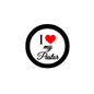 Love my Pastor pinback badge with red heart and black text on white center