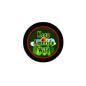 Round pinback button with black rim and green center text: Keep America Wild