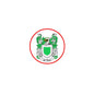 Circular St. Paul family crest arms magnet with green shield and ornate details