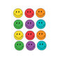 Set of 12 round smiley face pinback badges in yellow, red, orange, green, purple, teal