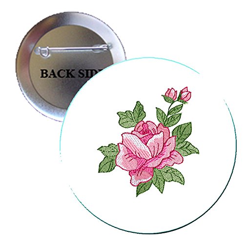 Emboridery Rose image Pinback Button Brooch 1.25-inch Default Title