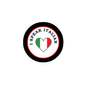 2.25-inch pinback button with 'I SPEAK ITALIAN' text and heart with Italian flag colors