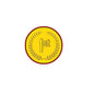 1st place pinback badge with yellow laurel wreath, red rim, and gold 1st numeral