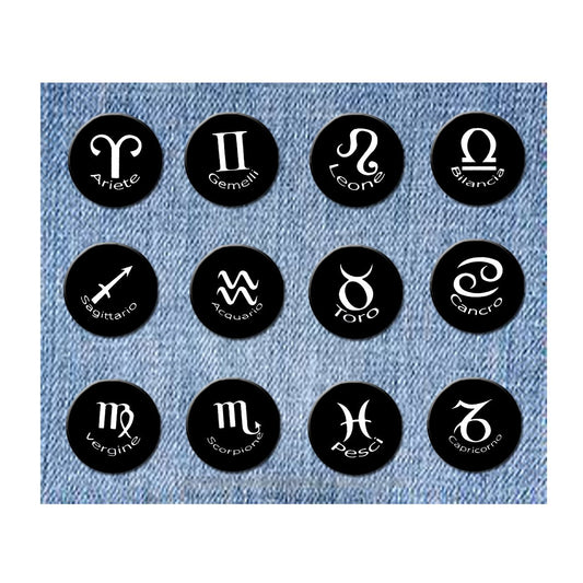 12 Pcs Set of Zodiac Symbols Collection Pinback Buttons 1-25