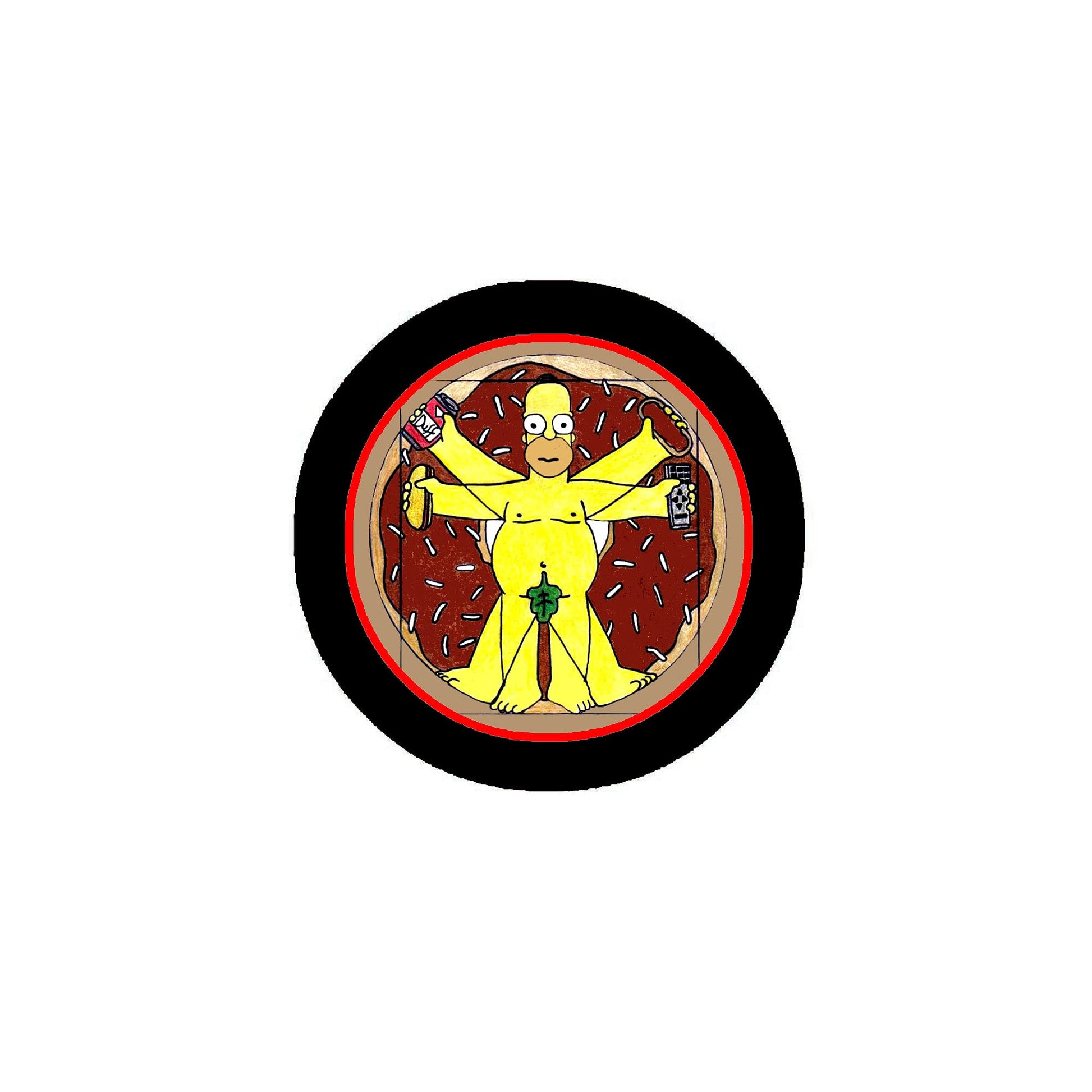 Vitruvian Man Cartoon Pinback 2.25-inch Default Title
