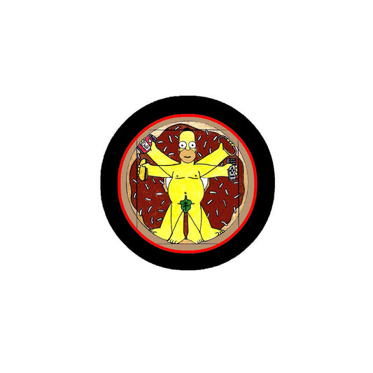 Vitruvian Man Cartoon Pinback 2.25-inch Default Title