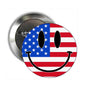 1.25-inch USA flag smiley face pinback button with circular metal back