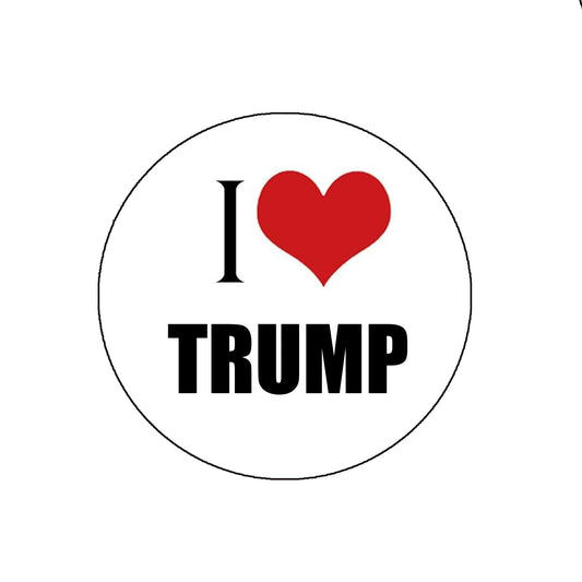 1 Pc I Love President Trump Political Pinback Button Badge 2.25-inch for Jackets, Backpacks or hats White