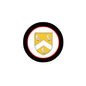 3-inch coat of arms magnet, round black rim, gold shield with three birds