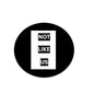 2.25-inch pinback button with black border and stacked text “NOT LIKE US”