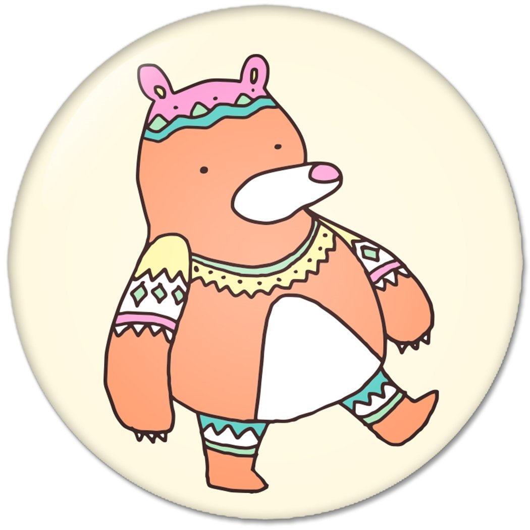 Ethnic Animals Bear : Pinback Buttons 1.25 Inch (32mm)