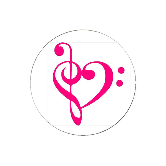 Pink Music Heart Pinback Button Pin 1.25-inch Default Title