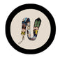 Printed themed lanyard with metal clip and hook, multicolor cartoon U-shape