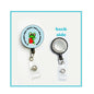 Retractable badge reel with clear belt clip and round logo button, 1.45-inch